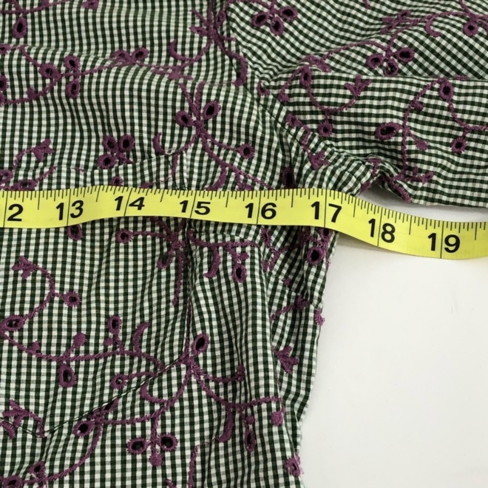 Anthropologie Odille Eyelet Embroidered Checkered Button Down Long Sleeve Shirt - Picture 5 of 7